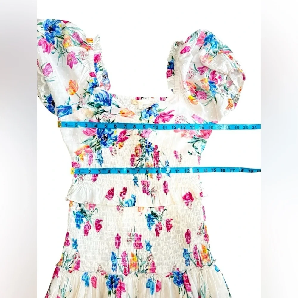 LoveShackFancy 100% Cotton JARRAH Coquette Fun Floral Short Dress Sz Small L#34